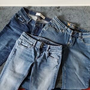 SET: 2 EUC 90s Flare Jeans, Low Rise Stretch Wet Seal Abercrombie AE 0S 1S Short